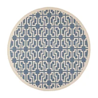 Safavieh Courtyard Collection Eddie Geometric Indoor/Outdoor Round Area Rug