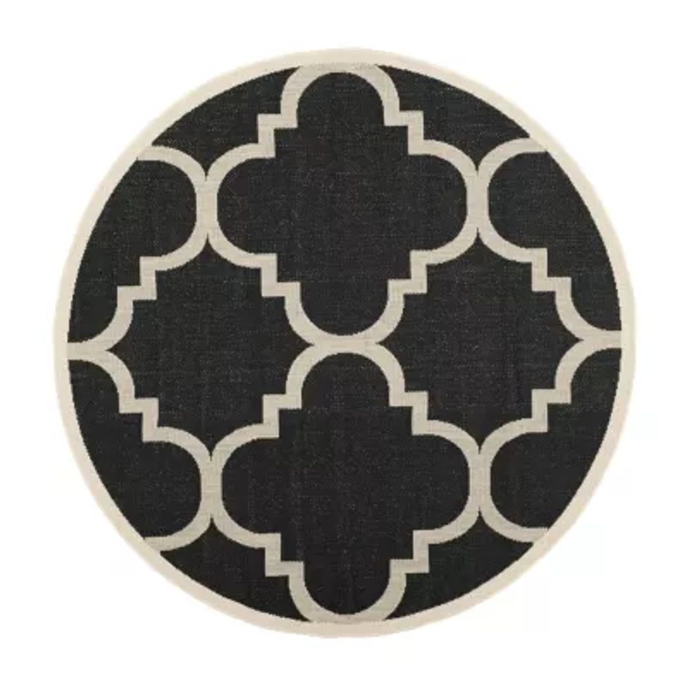 Safavieh Courtyard Collection Gina Geometric Indoor/Outdoor Round Area Rug