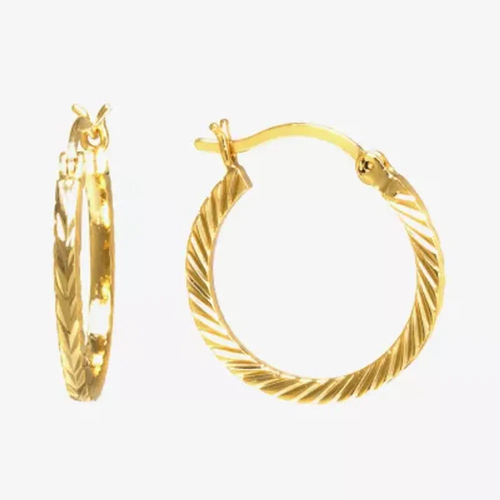 Silver Reflections Womens 24K Gold Over Brass 21mm Hoop Earrings