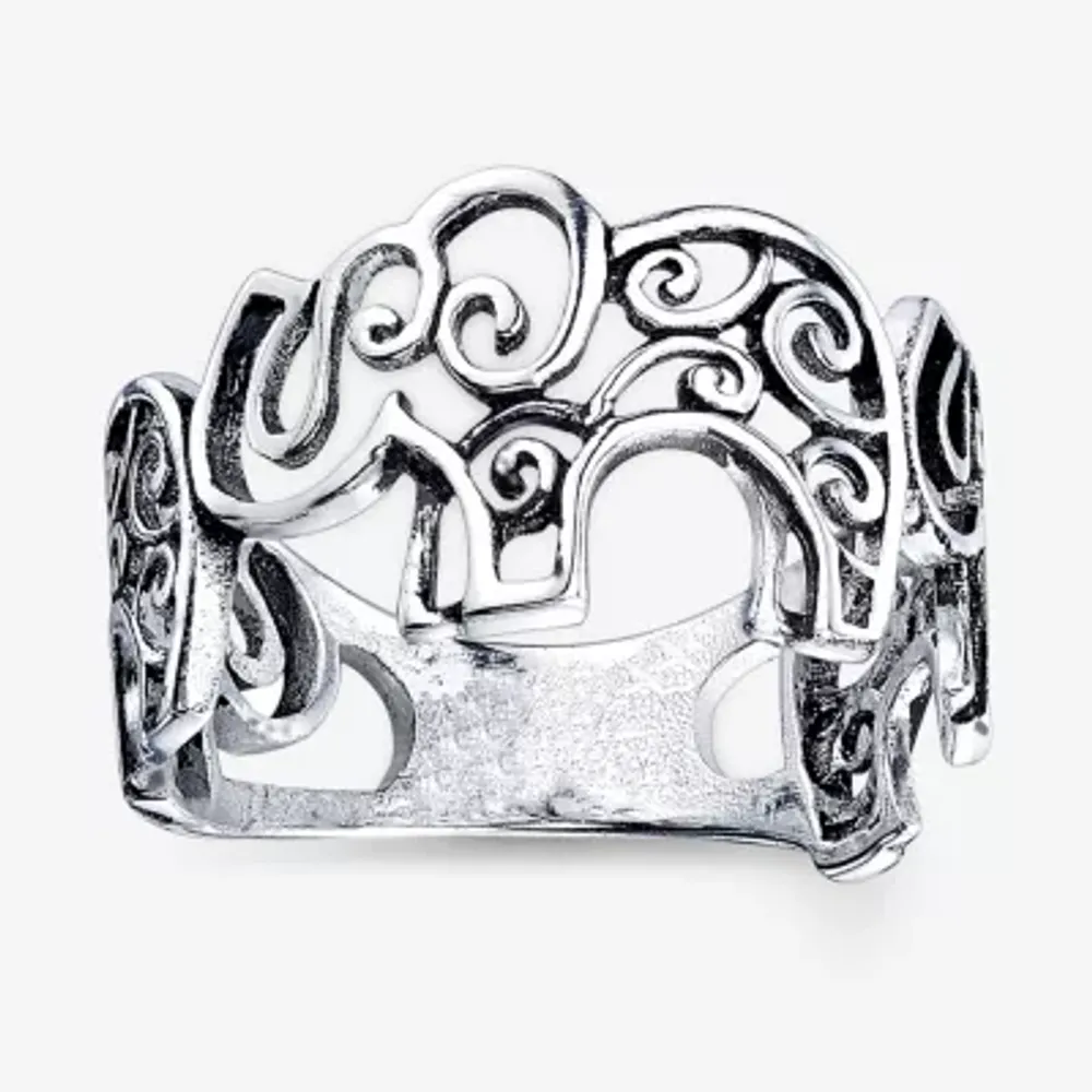 Footnotes Luck Elephant Womens Sterling Silver Band