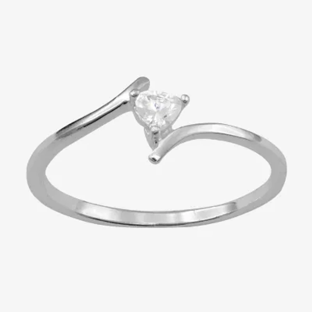 Itsy Bitsy Womens Sterling Silver Heart Bypass Delicate Band