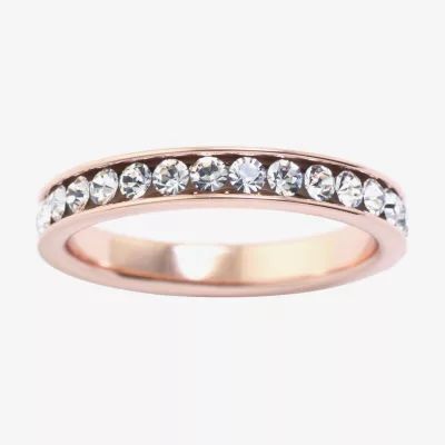 Sparkle Allure Womens 3MM Crystal 24K Rose Gold Over Brass Band