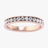 Sparkle Allure Womens 3MM Crystal 24K Rose Gold Over Brass Band