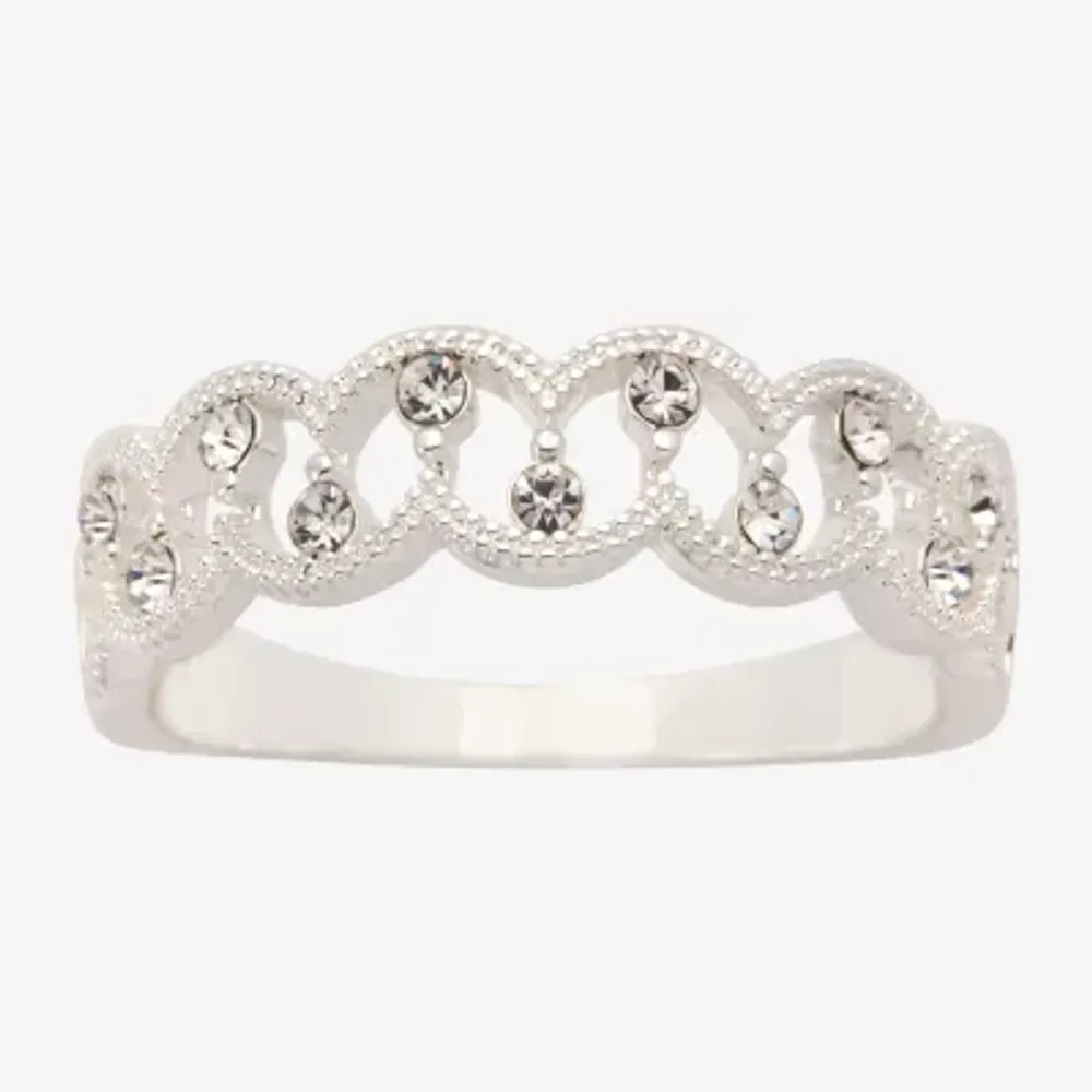 Sparkle Allure Womens 2.5MM Crystal Pure Silver Over Brass Hypoallergenic Band