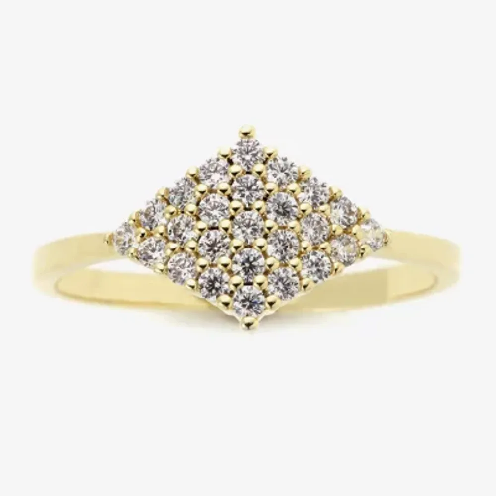 Sparkle Allure Womens White Cubic Zirconia 14K Gold Over Brass Hypoallergenic Promise Ring