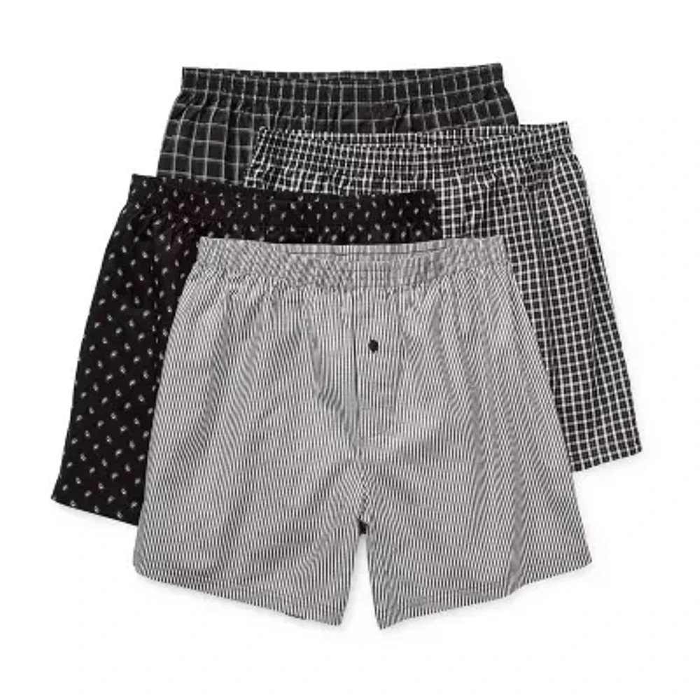 Stafford Woven Big and Tall Mens 4 Pack Boxers