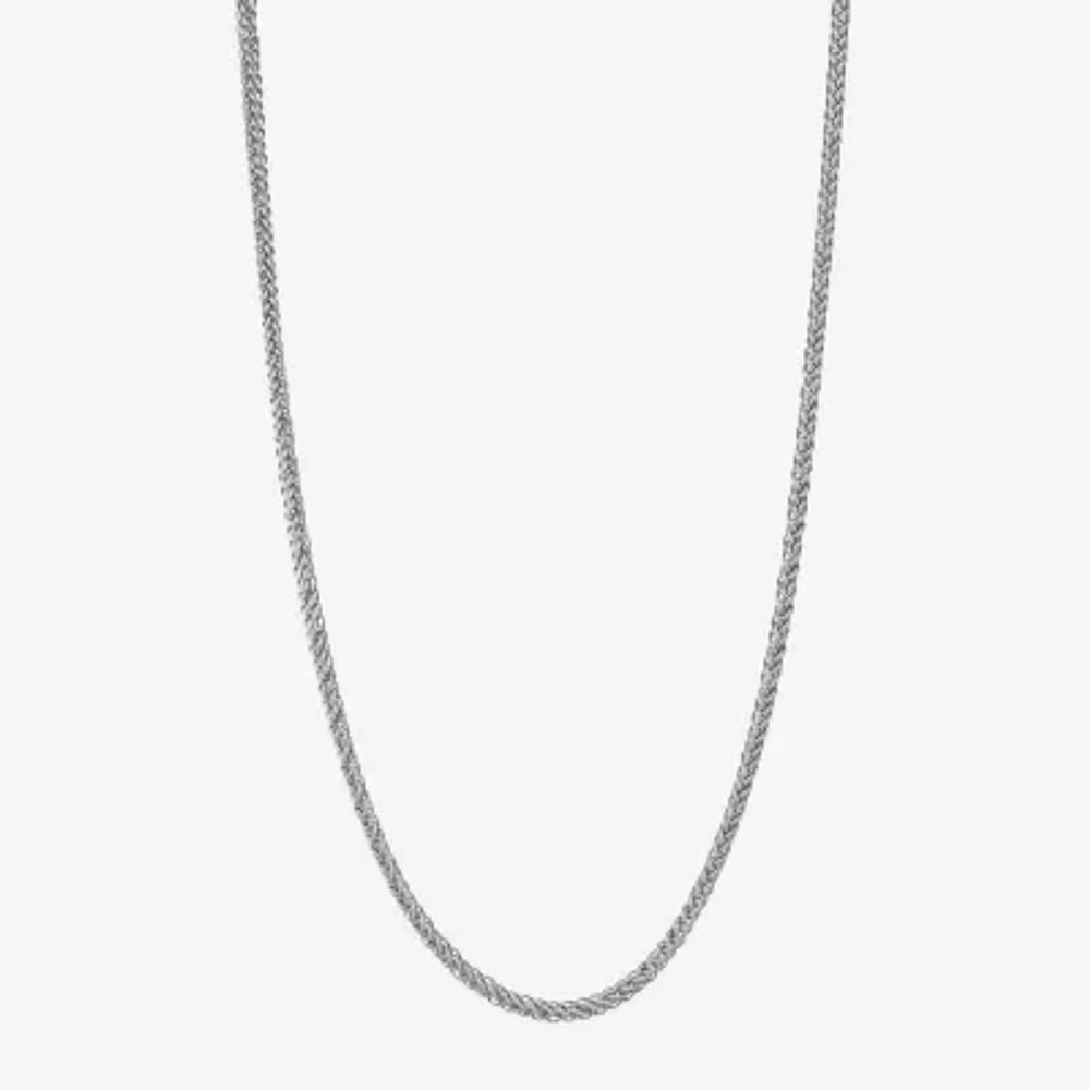 14K White Gold 18-24" 2mm Hollow Wheat Chain Necklace