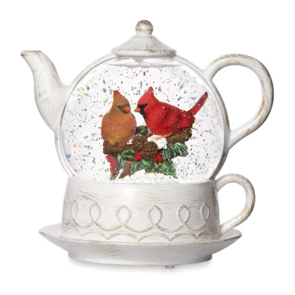 Roman "8""H Led Swirl Teapot" Christmas Tabletop Decor