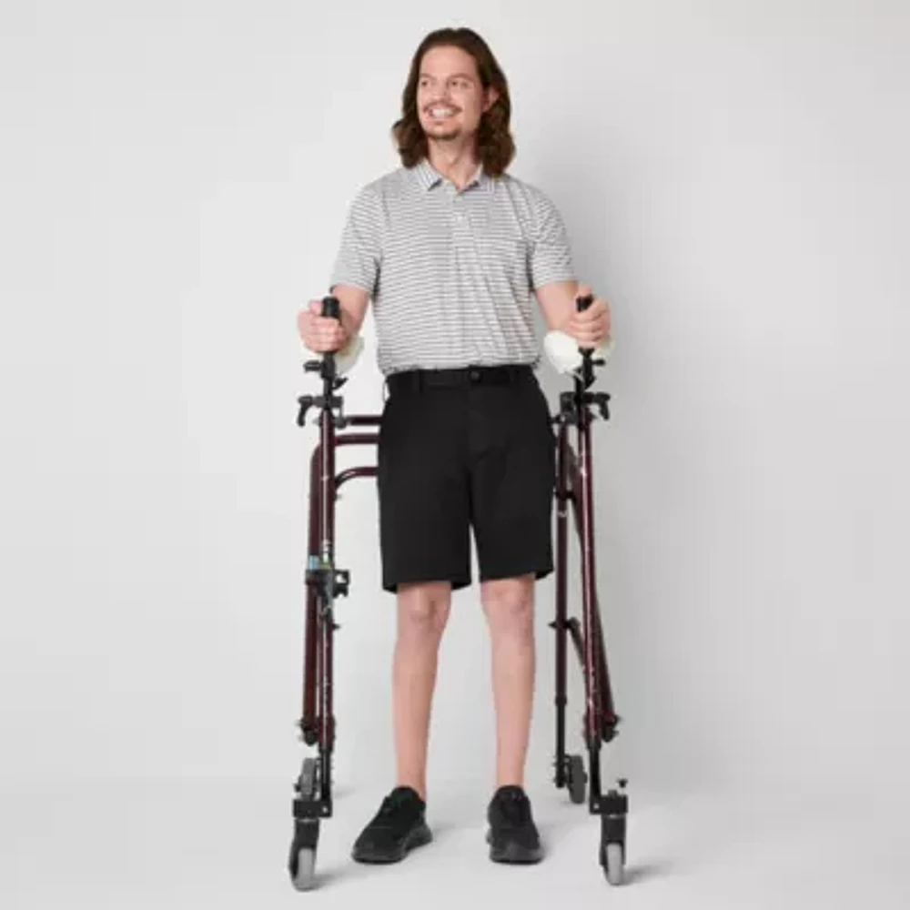 St. John's Bay Dexterity Mens 10" Mid Rise Adaptive Stretch Fabric Adjustable Features Easy-on + Easy-off Chino Short