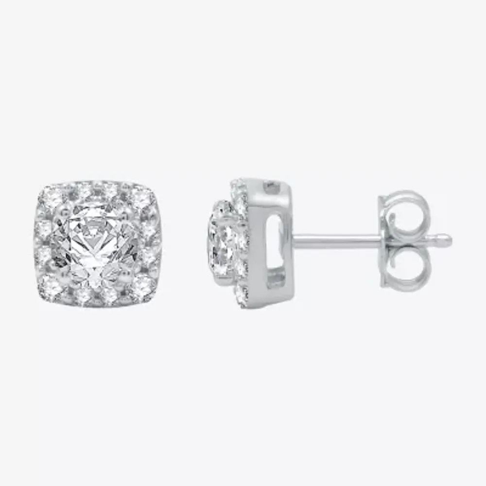Ever Star (H-I / I1) 1 CT. T.W. Lab Grown White Diamond 10K White Gold 7.1mm Cushion Stud Earrings