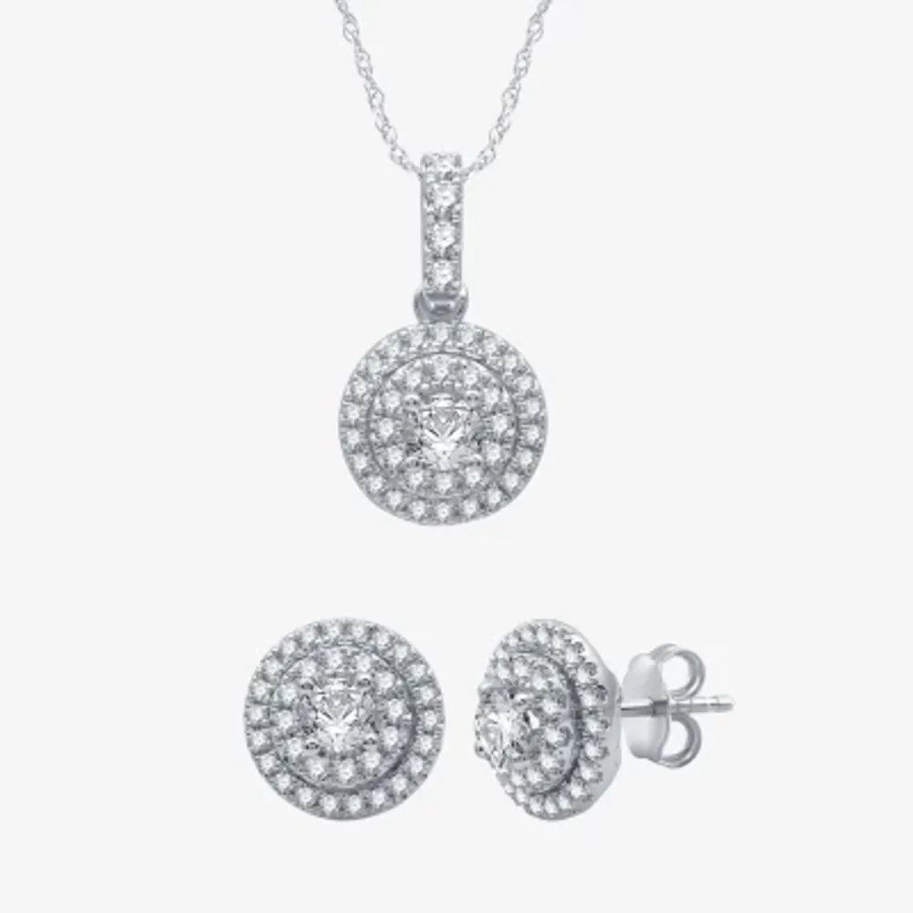 (G / Si2) Womens 2 CT. T.W. Lab Grown Diamond 10K White Gold Round 2-pc. Jewelry Set