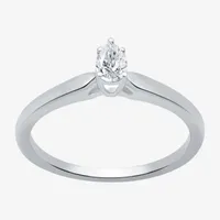 I Said Yes (H-I / Si2-I1) Womens 1/5 CT.  Lab Grown White Diamond Sterling Silver Pear Solitaire Engagement Ring