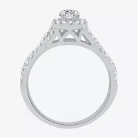 I Said Yes (H-I / I1) Womens 1 CT. T.W. Lab Grown White Diamond Sterling Silver Round Side Stone Halo Bridal Set
