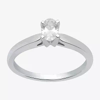 I Said Yes (H-I / Si2-I1) Womens 1/ CT. Lab Grown White Diamond Sterling Silver Oval Solitaire Engagement Ring