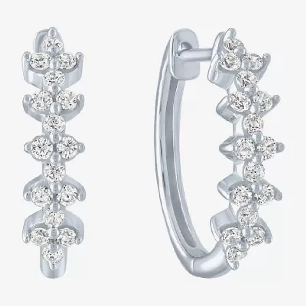(G-H / Si2-I1) Womens 1/3 CT. T.W. Lab Grown Diamond 10K White Gold 16mm Hoop Earrings