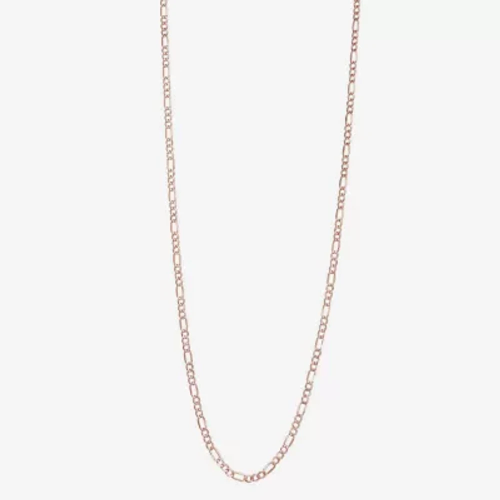 Unisex Adult 14K Rose Gold 24 Inch Figaro Chain Necklace