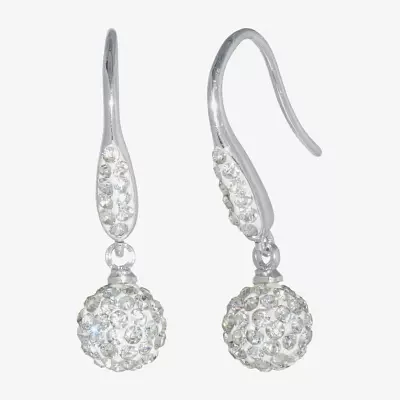Sparkle Allure Womens Crystal Pure Silver Over Brass Drop Earrings