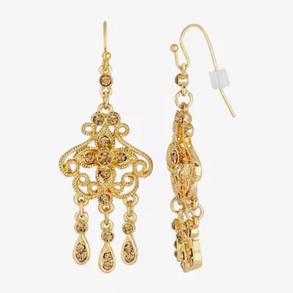 1928 Gold Tone Womens Yellow Chandelier Earrings