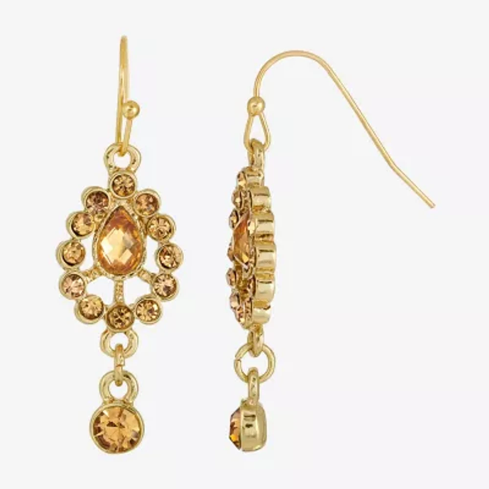 1928 Gold Tone Womens Yellow Drop Earrings