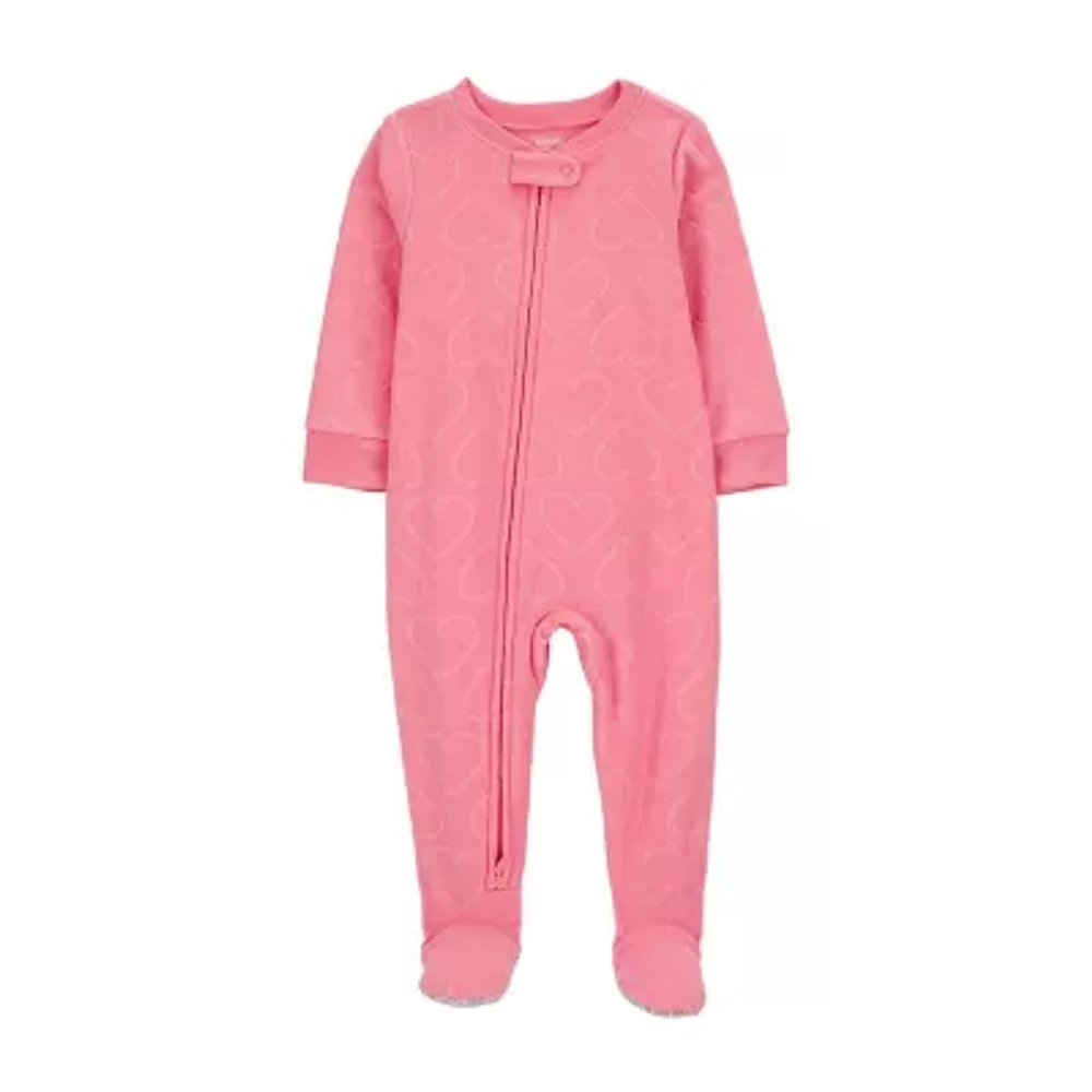 Carter's Baby Girls Footed Fleece Crew Neck Long Sleeve One Piece Pajama