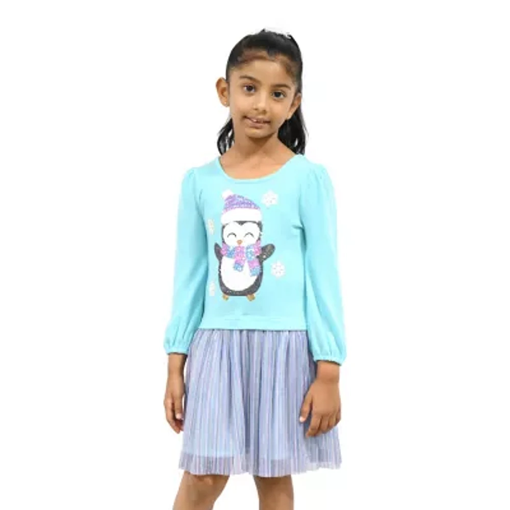 Lilt Little Girls Long Sleeve Puffed Sleeve Tutu Dress