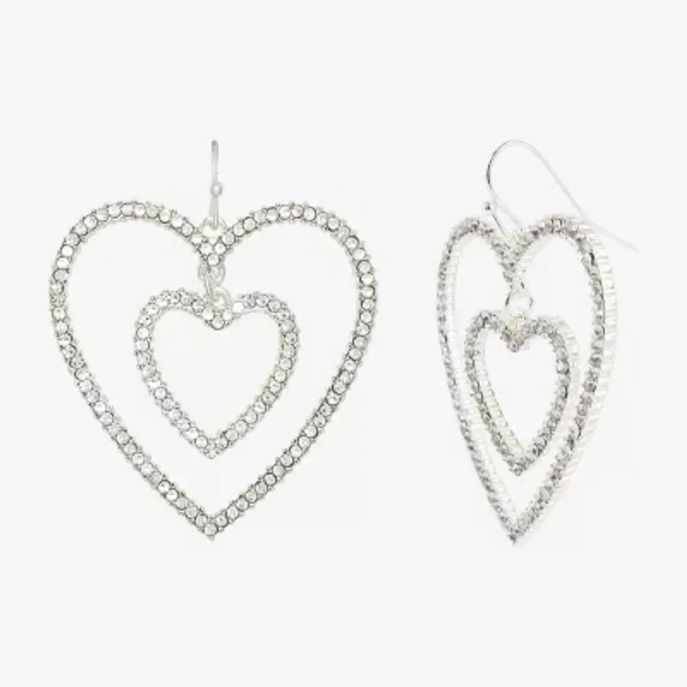 Mixit Womens Heart Drop Earrings