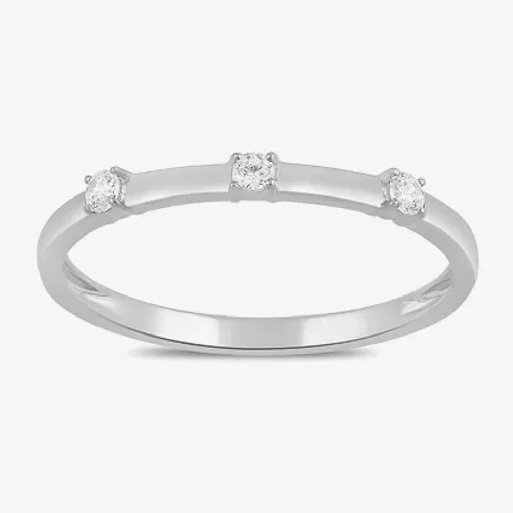 Womens Diamond Accent Lab Grown White 10K Gold Delicate Cocktail Ring