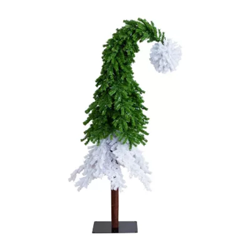 Nearly Natural Green And White Santa’S Hat With 500 Led Lights And 1275 Bendable Branches 7 Foot Pre-Lit Fir Christmas Tree