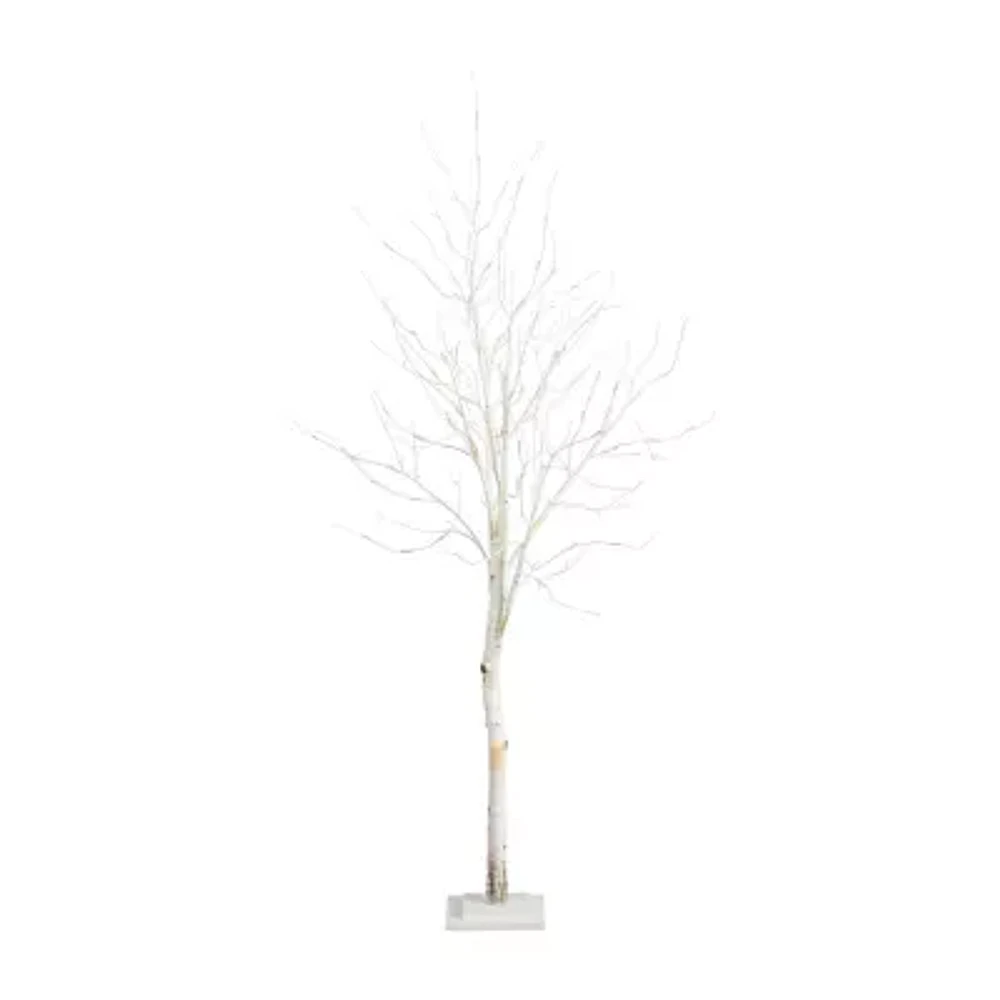 Nearly Natural Pre-Lit Artificial White Birch With 90 White Led Lights 6 Foot Pre-Lit Birch Christmas Tree