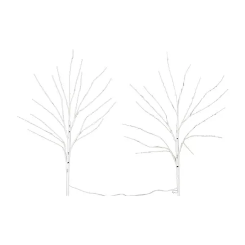 Nearly Natural 24in Pre-Lit Artificial White Birch Branches With 80 Warm White Led Lights 2 Foot Pre-Lit Birch Christmas Tree