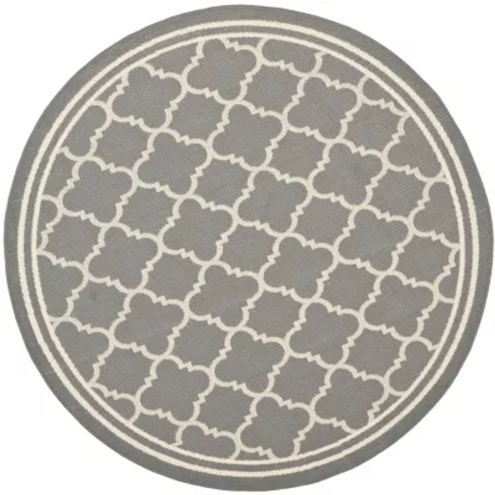 Safavieh Courtyard Collection Crispian Geometric Indoor/Outdoor Round Area Rug