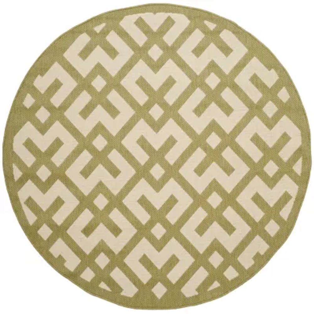 Safavieh Courtyard Collection Darrin Geometric Indoor/Outdoor Round Area Rug