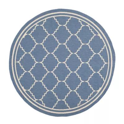 Safavieh Courtyard Collection Skin Geometric Indoor/Outdoor Round Area Rug