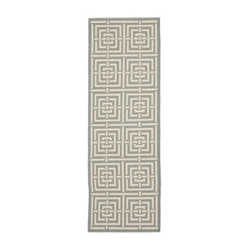 Safavieh Courtyard Collection Varvara Geometric Indoor/Outdoor Runner Rug