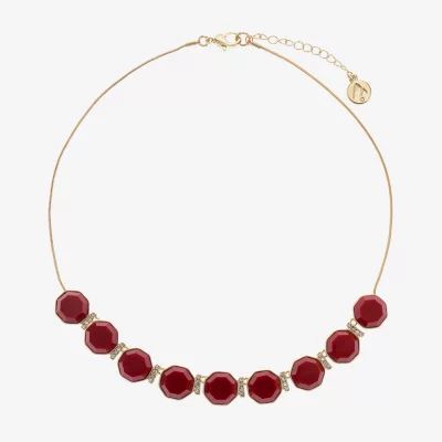 Liz Claiborne Womens Red 17 Inch Collar Necklace
