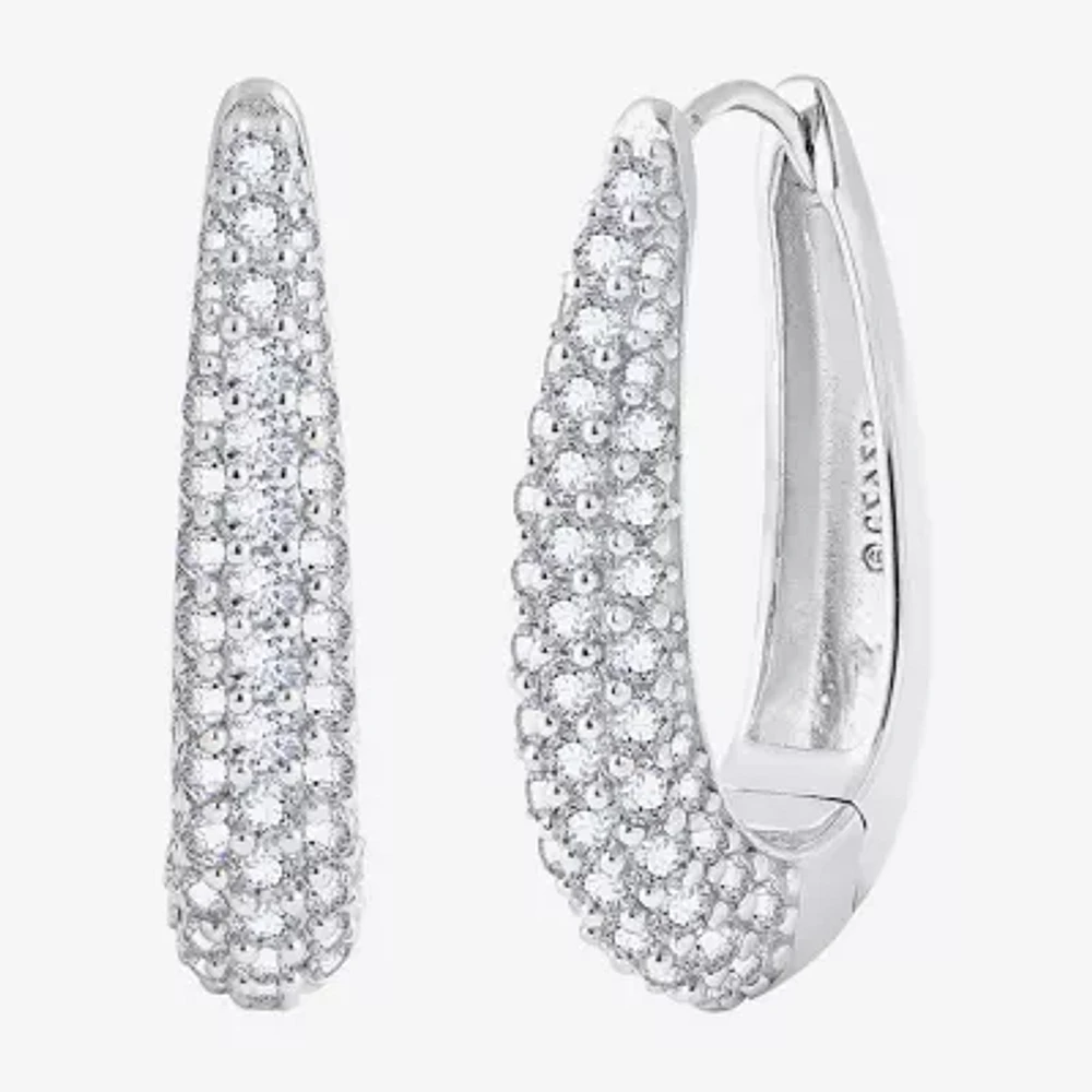 Diamonart Womens Cubic Zirconia Sterling Silver 39.7mm Oval Hoop Earrings