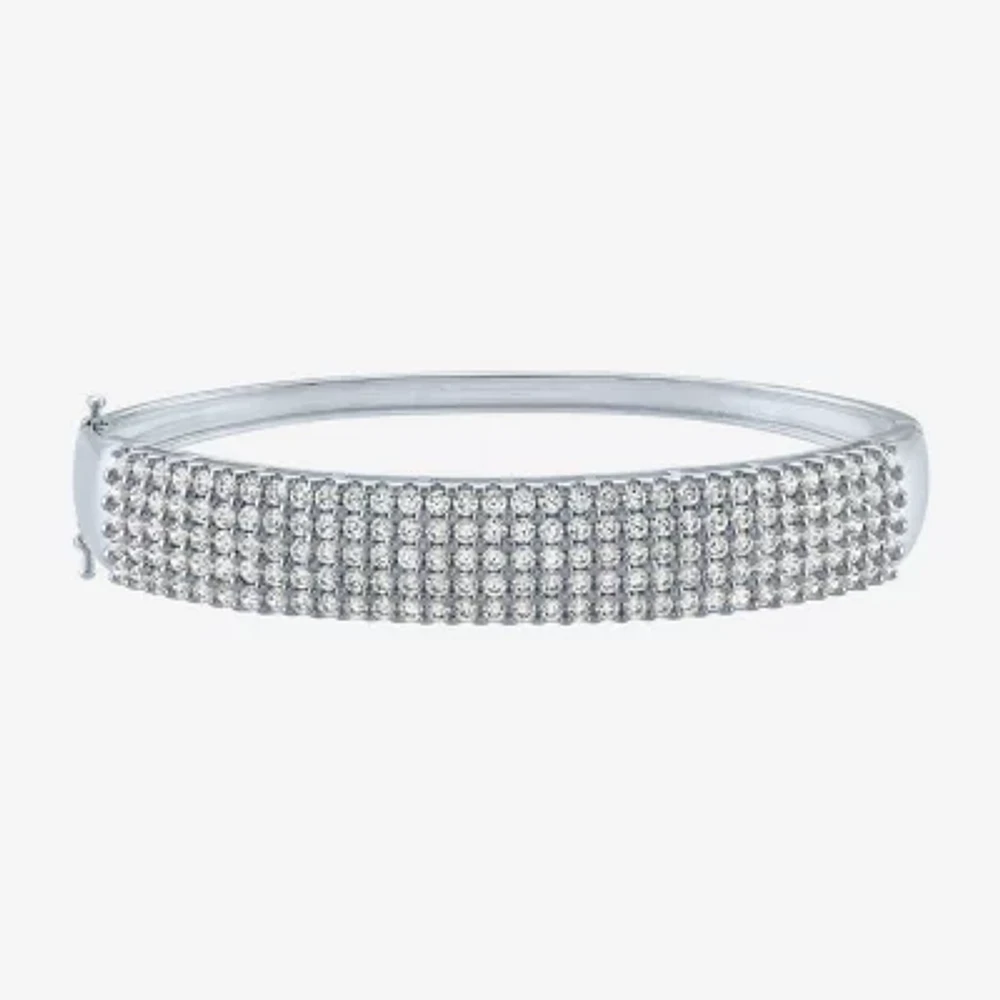 (G-H / Si2-I1) 4 CT. T.W. Lab Grown Diamond 10K White Gold Bangle Bracelet