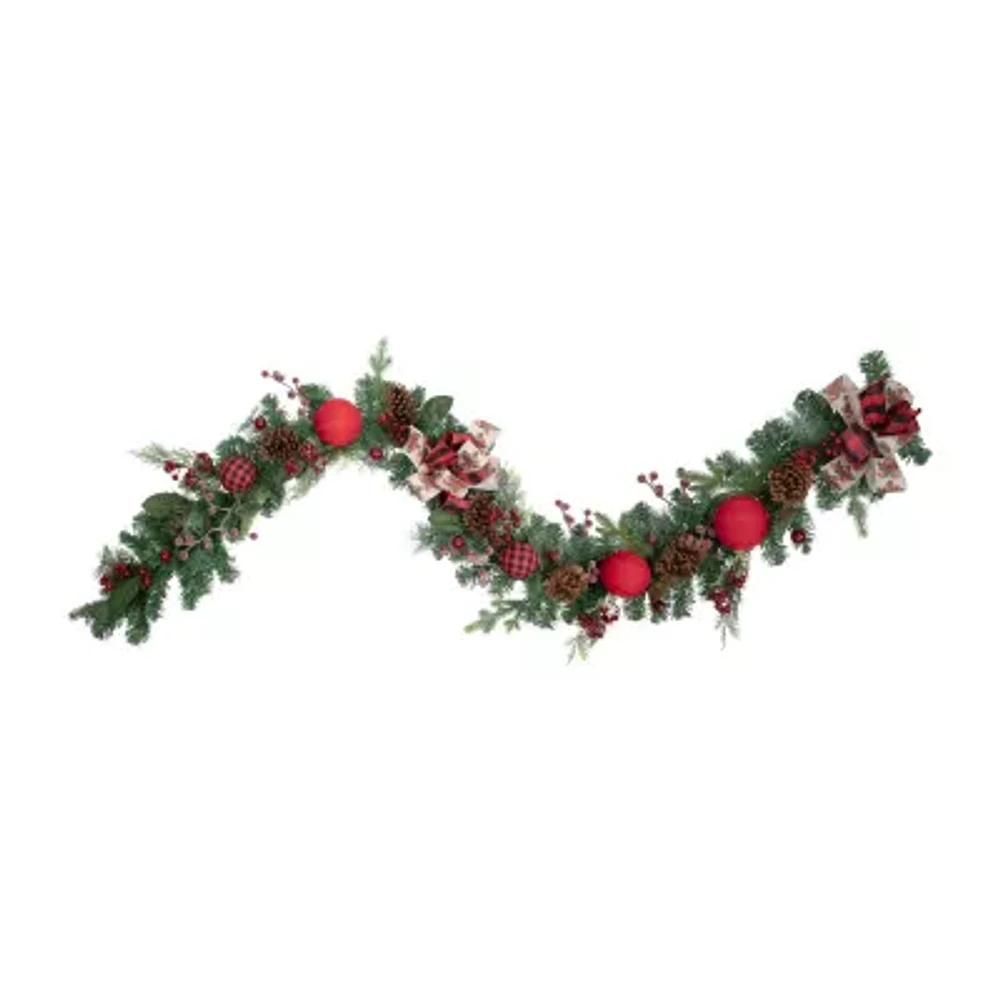 Northlight Pine With Plaid And Bows Christmas Indoor Garland