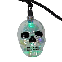 Kurt Adler Ul 10-Light Rgb Led Glitter Skull String Lights