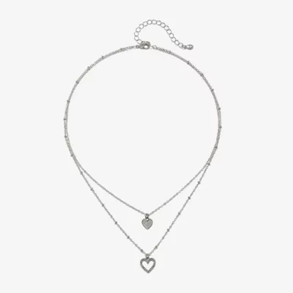 Bijoux Bar Delicates Silver Tone Womens Glass 16 Inch Strand Necklace