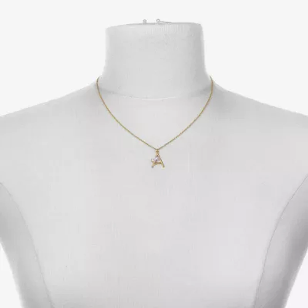 Bijoux Bar Delicates Floral Initial Womens Glass Simulated Pearl 2-pc. Jewelry Set