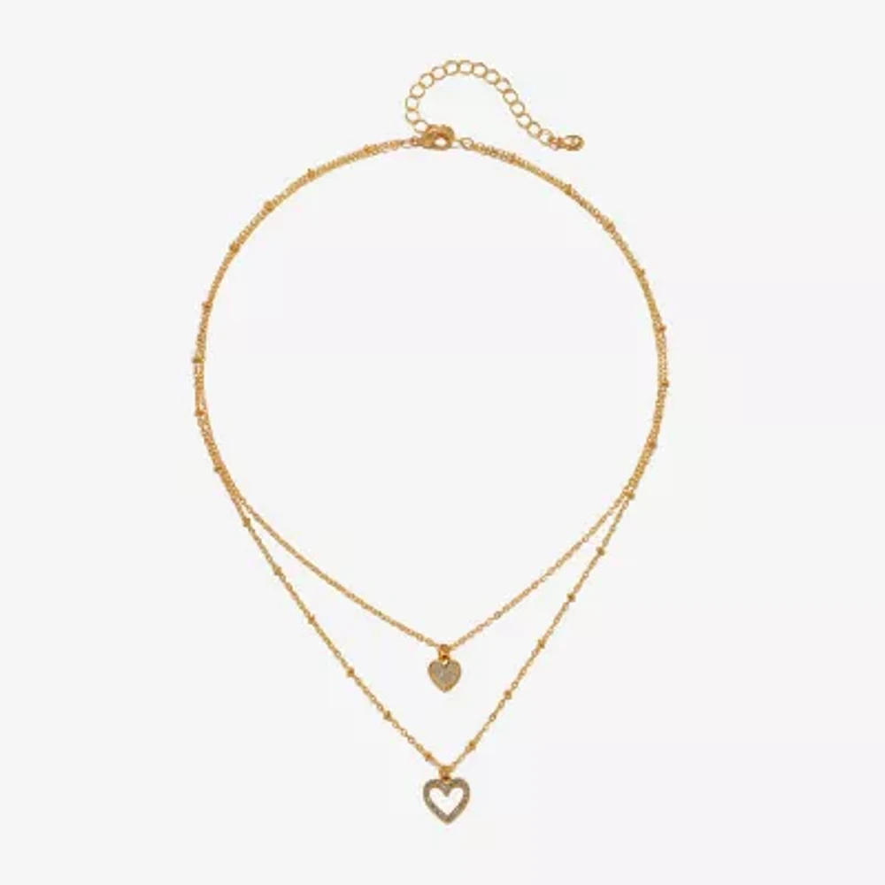 Bijoux Bar Delicates Gold Tone Womens Glass 16 Inch Strand Necklace