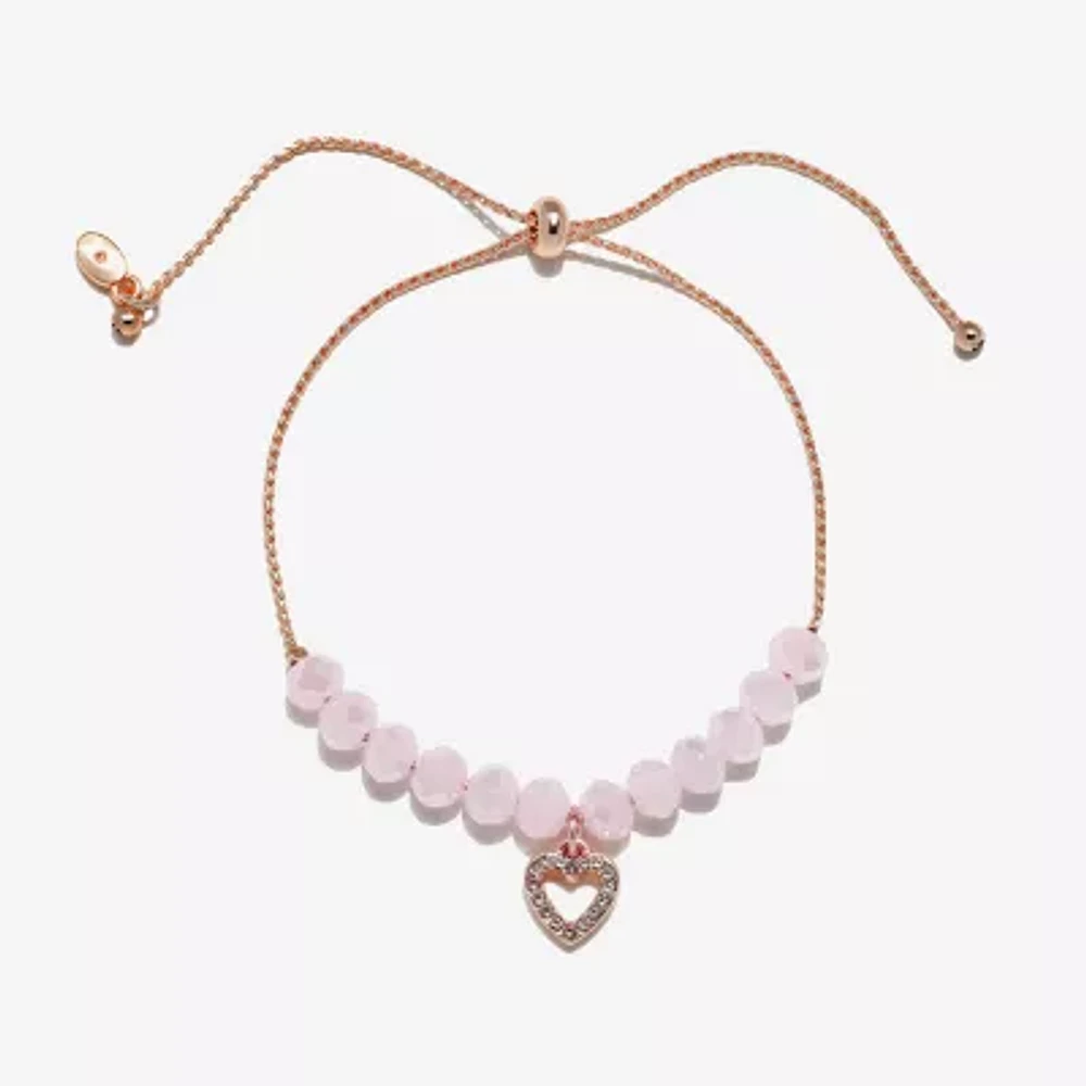 Bijoux Bar Delicates Rose Tone Womens Glass Heart Bolo Bracelet