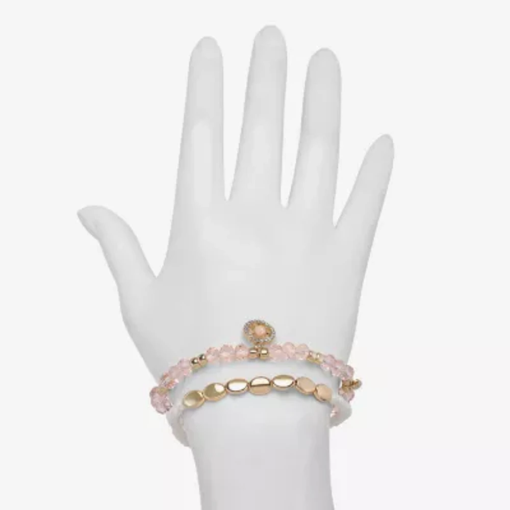 Bijoux Bar Delicates Gold Tone Womens 2-pc. Glass Bracelet Set