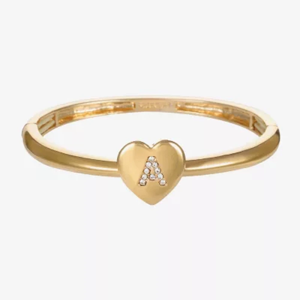 Monet Jewelry Initial Womens Glass Heart Stretch Bracelet