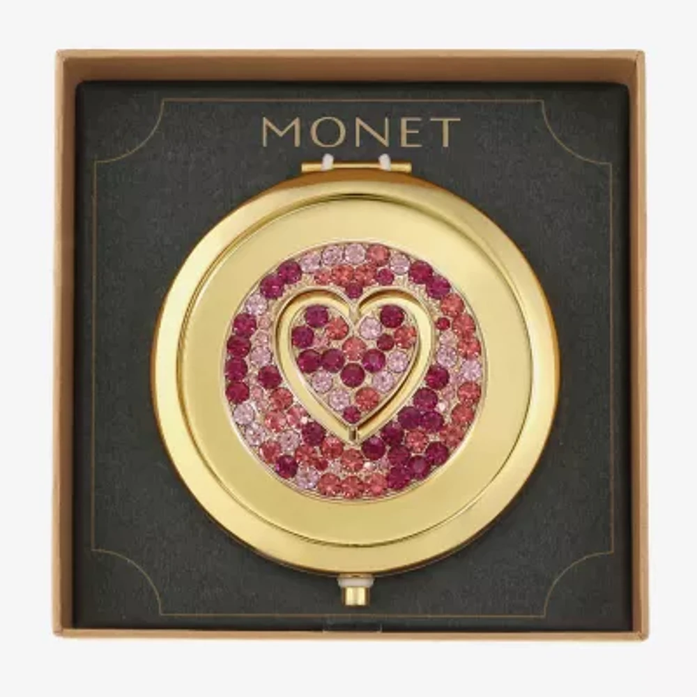 Monet Jewelry Initial Gold Tone Heart Compact Mirror