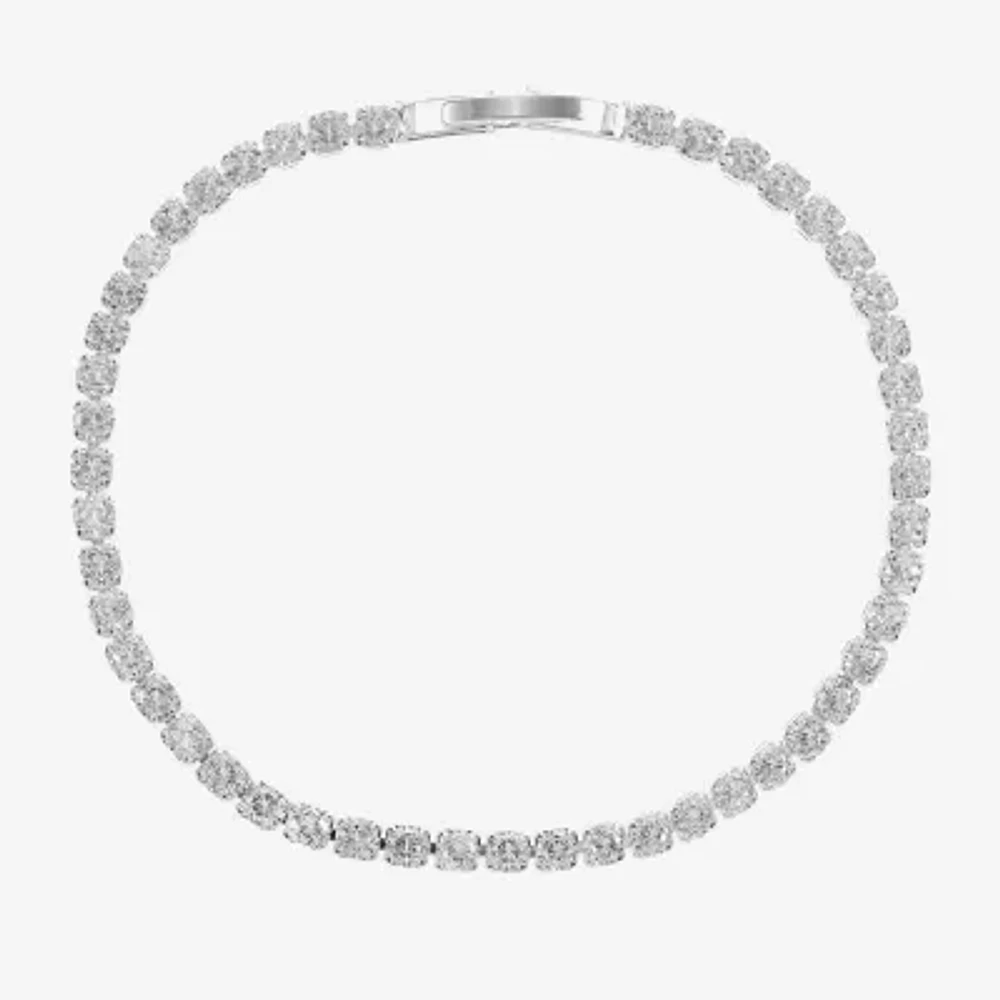 Sparkle Allure Womens Cubic Zirconia Pure Silver Over Brass Round 7.5 Inch Tennis Bracelet