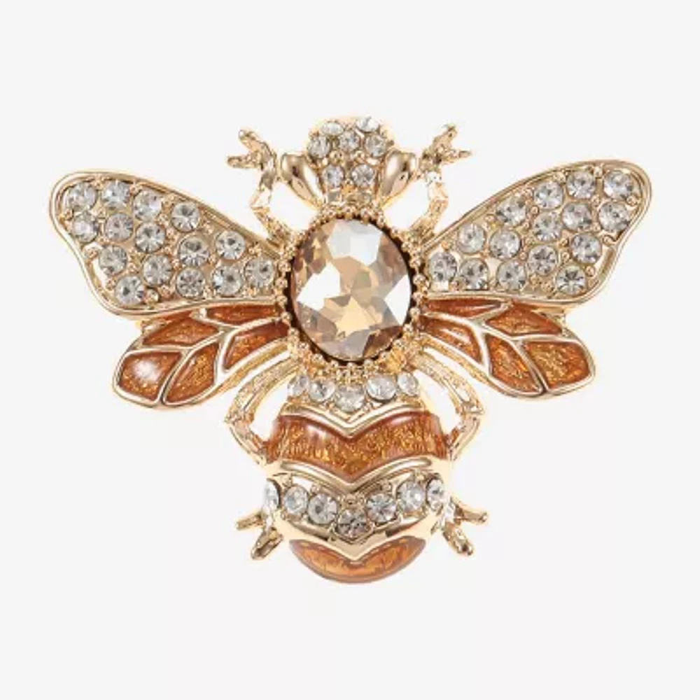 Monet Jewelry Bee Brown Glass Pin