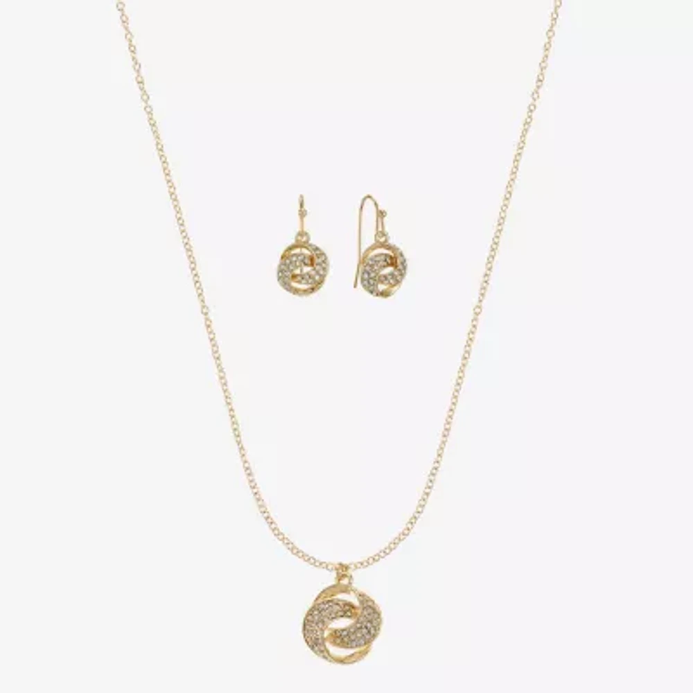 Monet Jewelry Pendant Necklace And Drop Earring Womens Glass Knot 2-pc. Jewelry Set