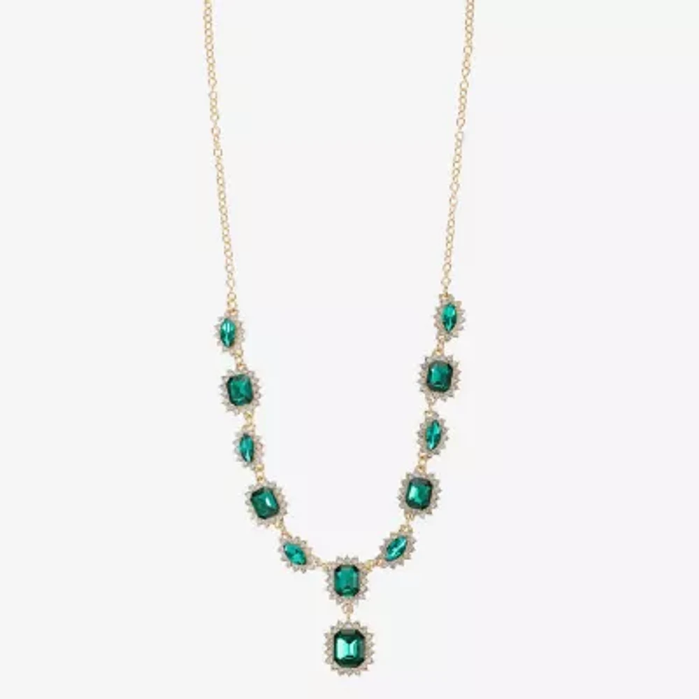 Monet Jewelry Gold Tone Womens Black Glass 17 Inch Y Necklace